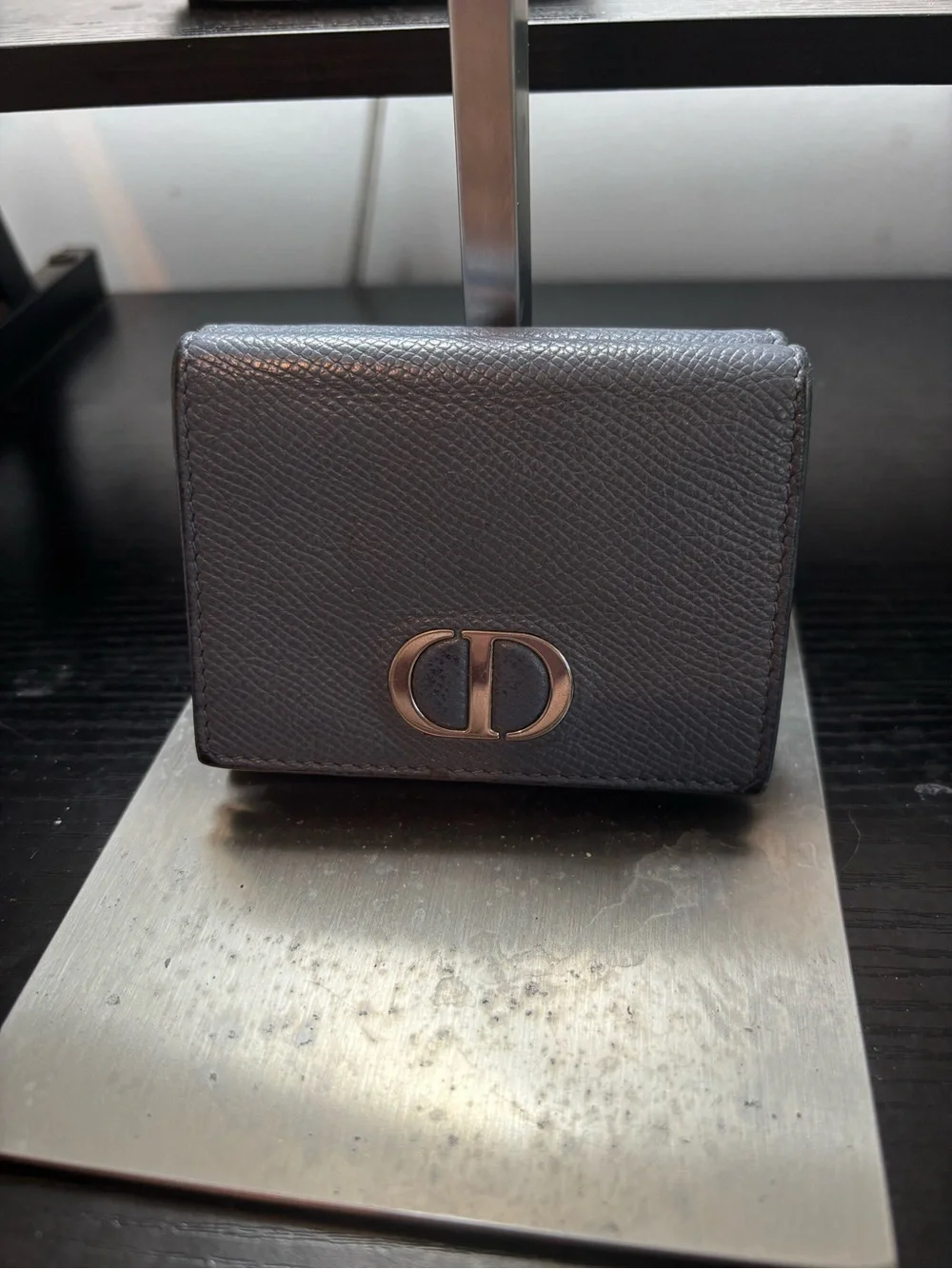 Authentic Rare Christian Dior 30 Montaigne Compact Wallet –Grained Calfskin